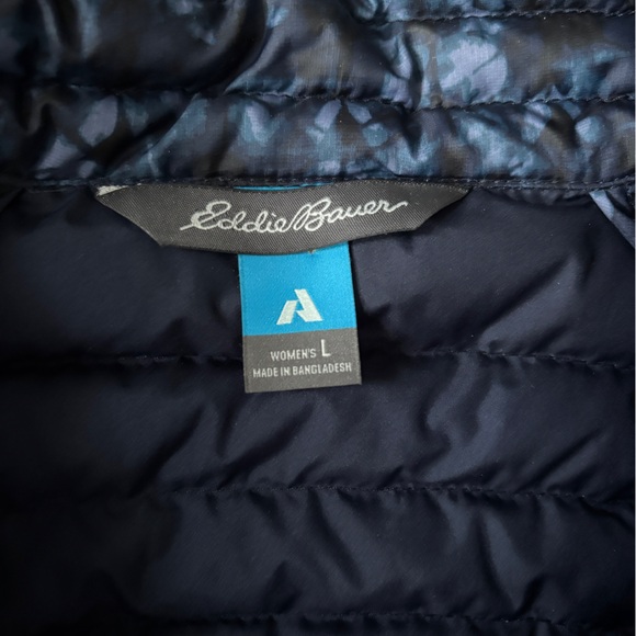 EDDIE BAUER FIRST ASCENT STORMDOWN 800 PRINT ZIP UP PUFFER QUILTED VEST LARGE - Picture 3 of 8